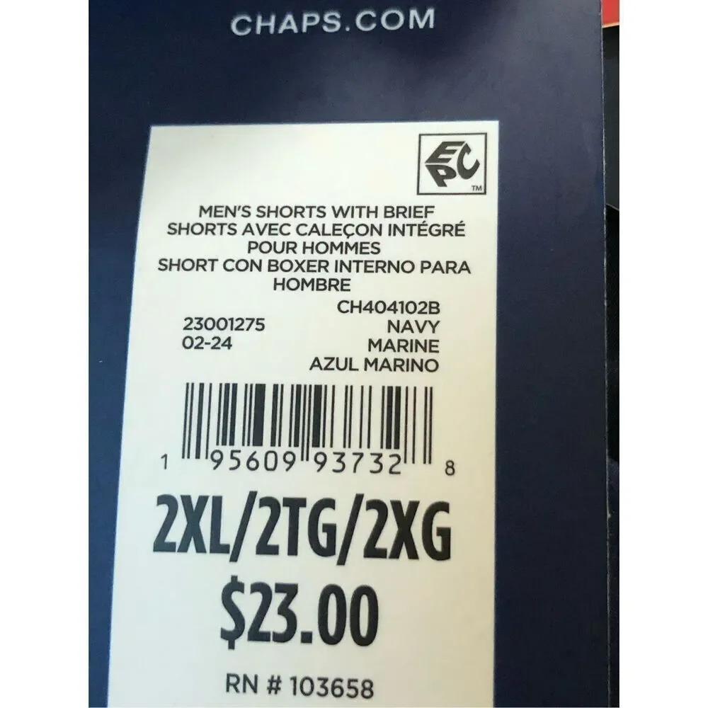 NWT Chaps Men's Men's Swim Trunks with UPF50+ SZ 2XL